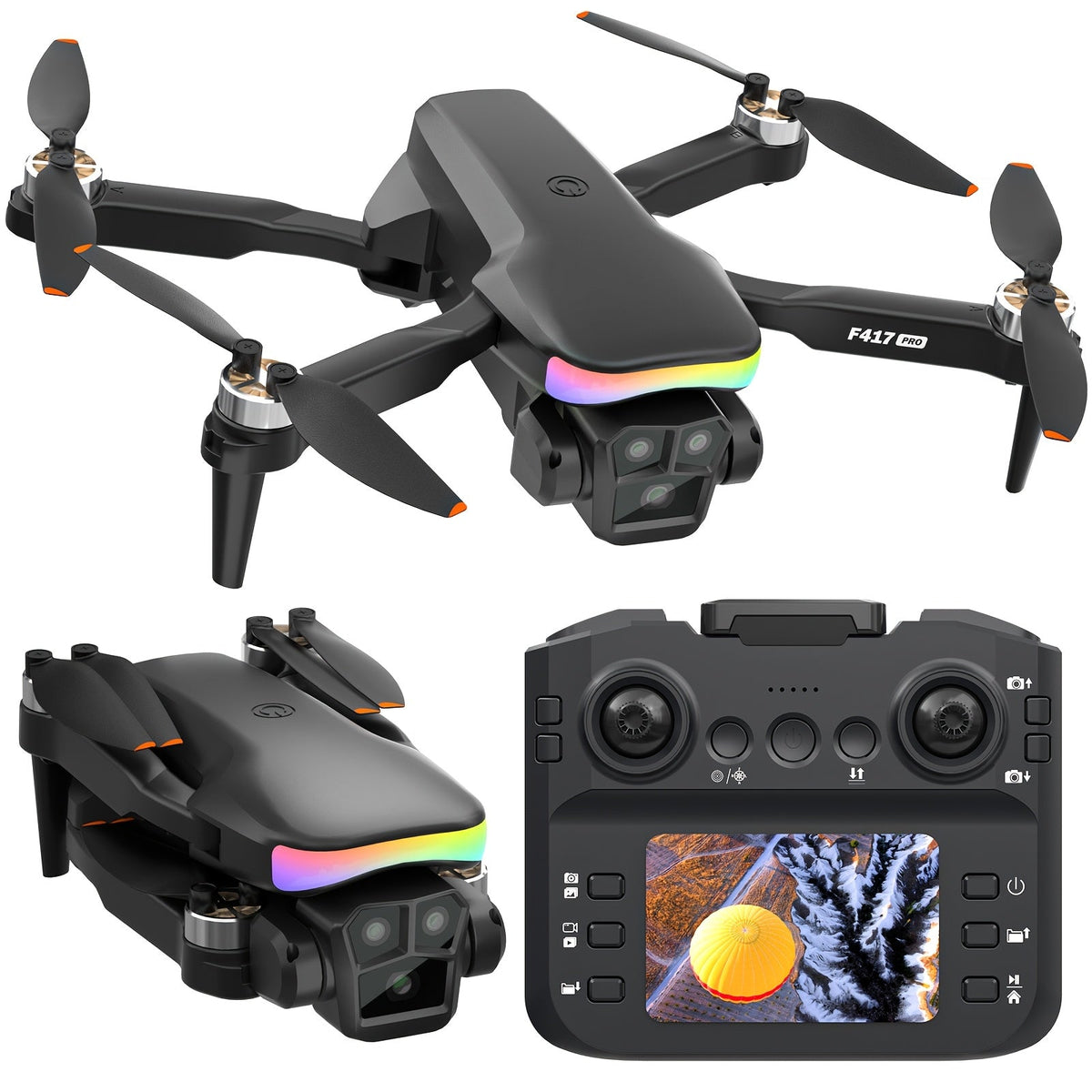 Foldable RC Drone with Dual Camera LCD Screen Remote Brushless Motor Altitude Hold 3D Flips Headless Mode One-Key Takeoff 32G SD Card for Beginners Adults