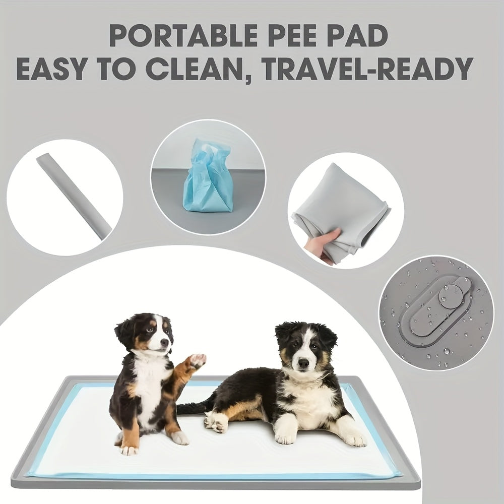 Dog Pee Pad Holder with Magnetic Clips – Reusable Silicone Puppy Potty Training Tray, High-Sided Leak-Proof Design, Easy to Clean, Fits Standard & XL Pads, Ideal for Puppies, Cats & Small Pets
