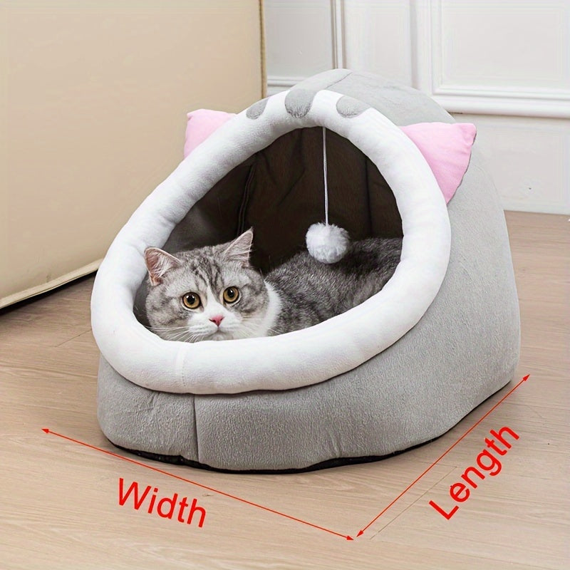 Soft Cat Bed with Breathable Mat - Cozy Kitten Sleeping Basket for Small Medium Large Cats, All-Season Indoor Cat House