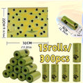 Dog Waste Bags 15 Rolls 300 Count Leak-Proof Odor-Proof - Thick Polyethylene Poop Bags with Cute Paw Print Design for Dogs & Cats, Easy-Tear Rolls, Durable Pet Waste Cleanup Bags for Walks & Outdoor Use