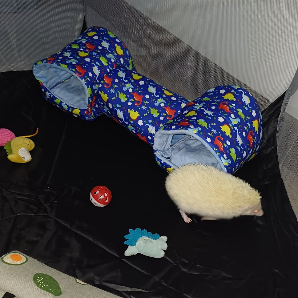 Hamster Hideout Tunnel Villa for Small Pets, All-Season Polyester Nest with Tunnel for Guinea Pigs, Sugar Gliders & Small Animals, Cozy Plush Hideout House for Hamsters, Warm Small Pet Sleeping Bed