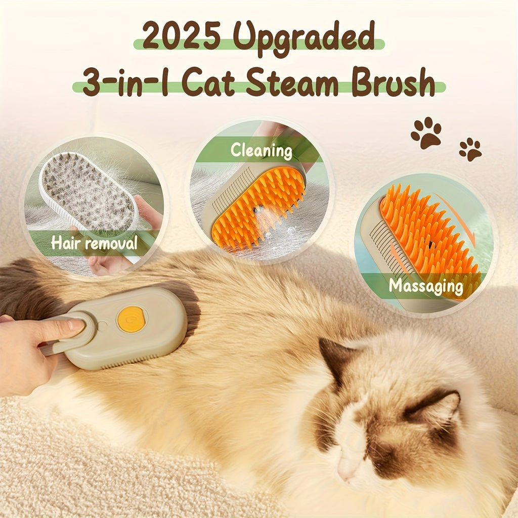 3-in-1 Self-Cleaning Pet Grooming Brush with Steam Spray - Deshedding Tool for Cats & Dogs, One-Click Hair Removal, 2026 New Model