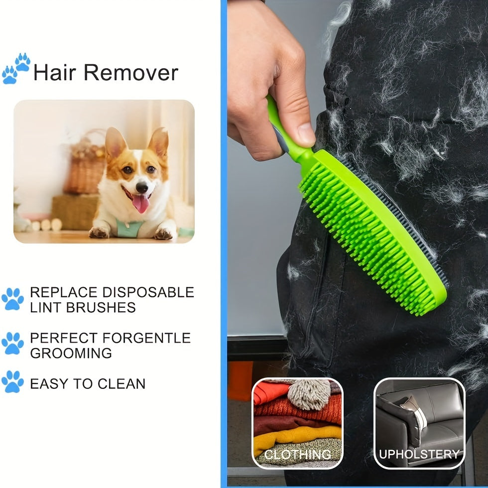 Silicone Pet Hair Remover Brush for Dogs & Cats – Gentle Grooming Deshedding Tool with Relaxing Massage Effect, Removes Loose Fur from Clothes, Car Seats, Sofa & Upholstery, Easy Self-Cleaning, 4 Colors