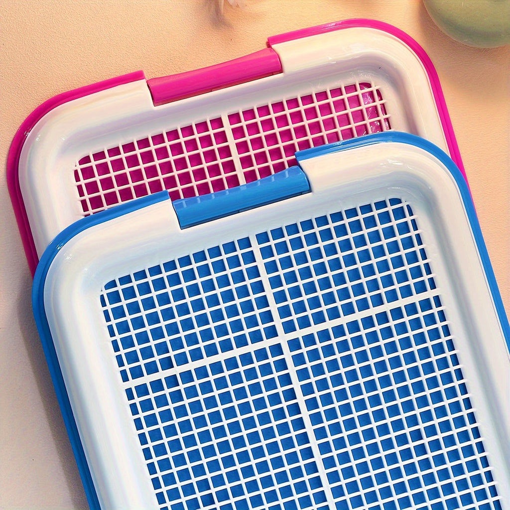 Small Dog Indoor Toilet with Hollow Anti-Step Grid – Clean Easy-Drain Litter Box Potty Tray for Small Breed Dogs, Puppies & Teddy Dogs, Indoor Pet Bathroom Training Solution