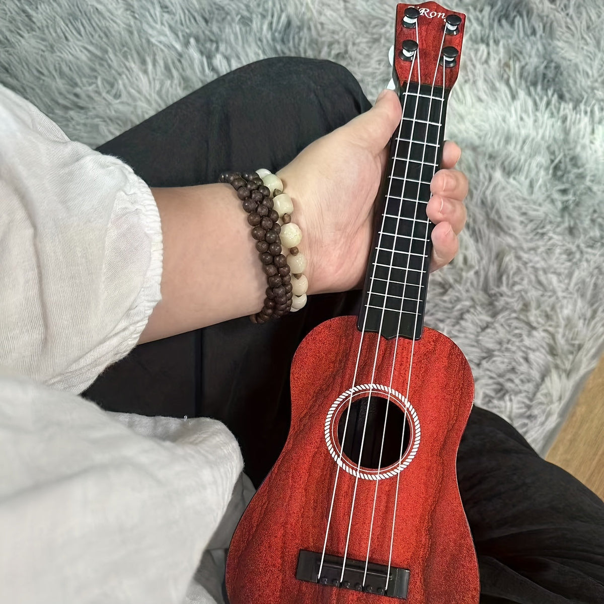 Kids Ukulele Toy Guitar 16.5 Inch Beginner Starter Musical Instrument Toy Early Music Education Gift for Children Toddlers Purple Blue Red Green White Black