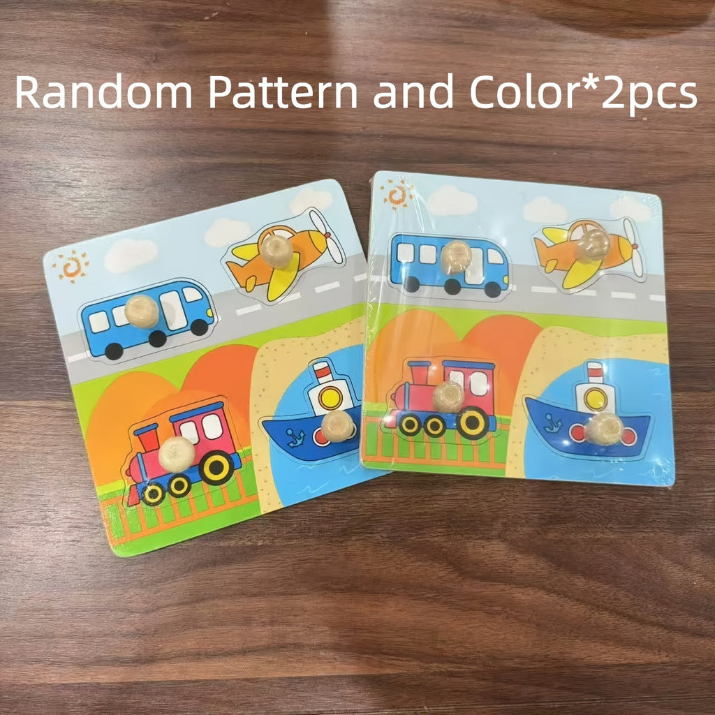 3D Wooden Puzzle Identification Boards for Kids 2pcs – Random Pattern Handheld Jigsaw Early Learning Toy, Montessori Shape & Pattern Recognition Activity, Holiday Gift for Toddlers Boys Girls Ages 2 3 4+