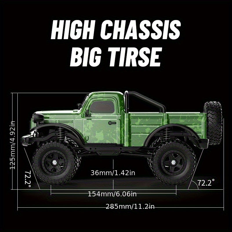 High-Torque RC Pickup Truck Crawler - Carbon Brushed Motor, Ultra-Low Center Chassis, Lightweight Vacuum Shell & Wide-Traction Axle | All-Terrain Rock Climbing RC Car for Adults & Kids | Off-Road Hobby Gift