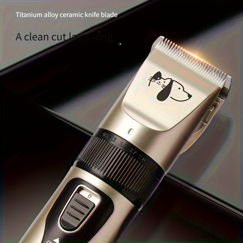 Professional High-Power Pet Grooming Clipper Heavy-Duty Electric Dog Cat Hair Trimmer for Large Breeds Teddy Poodle Salon Use Low Noise Corded Clipper Golden