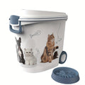 Large 3-Piece Pet Food Storage Container Set with Slow Feeder Bowl & Measuring Spoon – Airtight Moisture-Proof Anti-Insect Dry Food Bin for Cats and Dogs, Aids Digestion