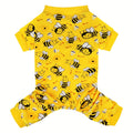 Bee Dog Pajamas Onesie with Feet – Soft Stretchy Pet PJs for Small Dogs & Cats, Funny Chihuahua Yorkie Doggie Jammies Outfit for Spring Summer Winter, Cozy Full-Body Pet Clothes
