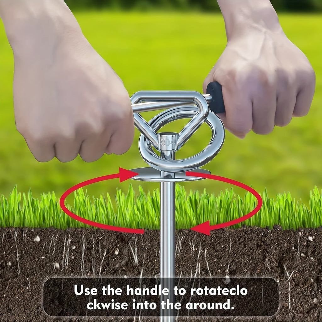 Heavy Duty Dog Stake Tie Out – 304 Stainless Steel Spiral Ground Anchor with 360° Swivel, Anti-Tangle, Holds Up to 200 lbs, for Camping, Beach & Yard Use