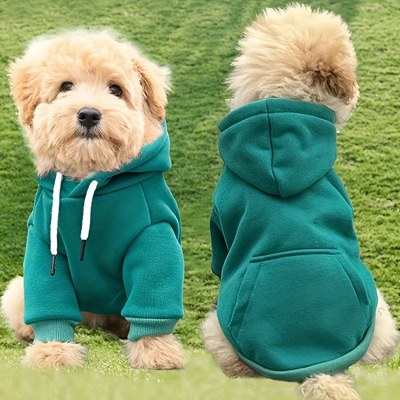 Small Dog Hoodie Sweatshirt Soft Warm Pullover for Small & Medium Dogs - Cozy Polyester Pet Sweater with Back Pocket for Casual Walks & Outdoor Adventures