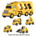 5-in-1 Engineering Vehicle Toy Set for Kids Ages 2+ - Friction Power Construction Trucks Playset with Transport Vehicle, Toddler Boys Gift for Birthday Christmas, Random Accessory Colors