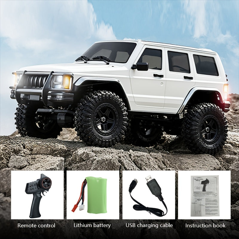 1:18 Scale RC Rock Crawler 4x4 All Terrain Remote Control Car – High-Torque Diamond Axles, LED Lights, Heavy-Duty Chassis – Extreme Off-Road RC SUV for Adults & Kids – White, Gray, Blue, Green