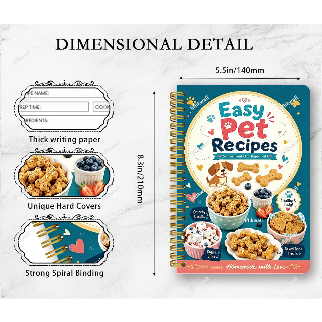 Homemade Pet Food Recipe Book - 30 Recipes Cat & Dog Cooking Plan with Meal Plan Pages, Shopping List & Feeding Log - DIY Pet Food Journal for Cats Dogs Puppies Kittens - Healthy Pet Diet Cookbook Gift