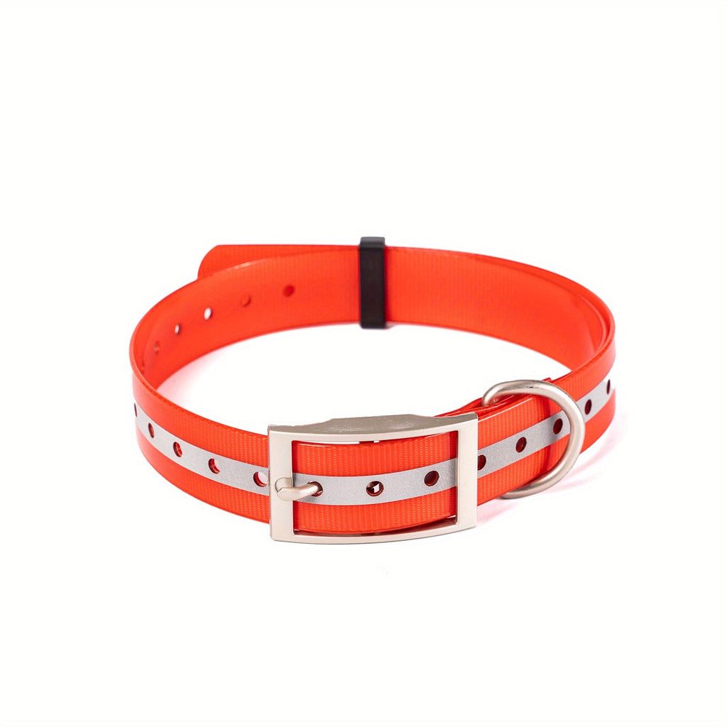 Reflective Waterproof Dog Collar - Biothane Adjustable Collar with Zinc Alloy Buckle & D-Ring, Night Safety Reflective Strip, All Weather Durable Dog Collar