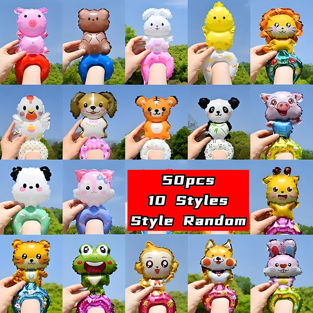 50pcs Animal Wrist Balloons Assorted Styles Kids Party Favors Bulk Balloons for Birthday Easter Classroom Goody Bag Fillers Event Decorations – 10 Unique Designs Random Mix