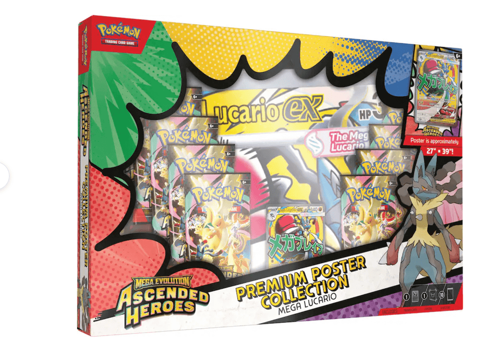 Pokemon TCG Mega Evolution Ascended Heroes Premium Poster Collection 10 Booster Packs Full Art Foil Promo Card Large Poster Mega Gardevoir ex Mega Lucario ex Gift for Collectors