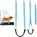 Dog Grooming Restraint Straps 3-Pack Nylon Adjustable - Pet Grooming Table Belly Band Loop Set with Metal D-Ring Hooks for Bathing & Grooming, Multi-Color Safety Restraint Kit for Dogs, Professional & Home Use