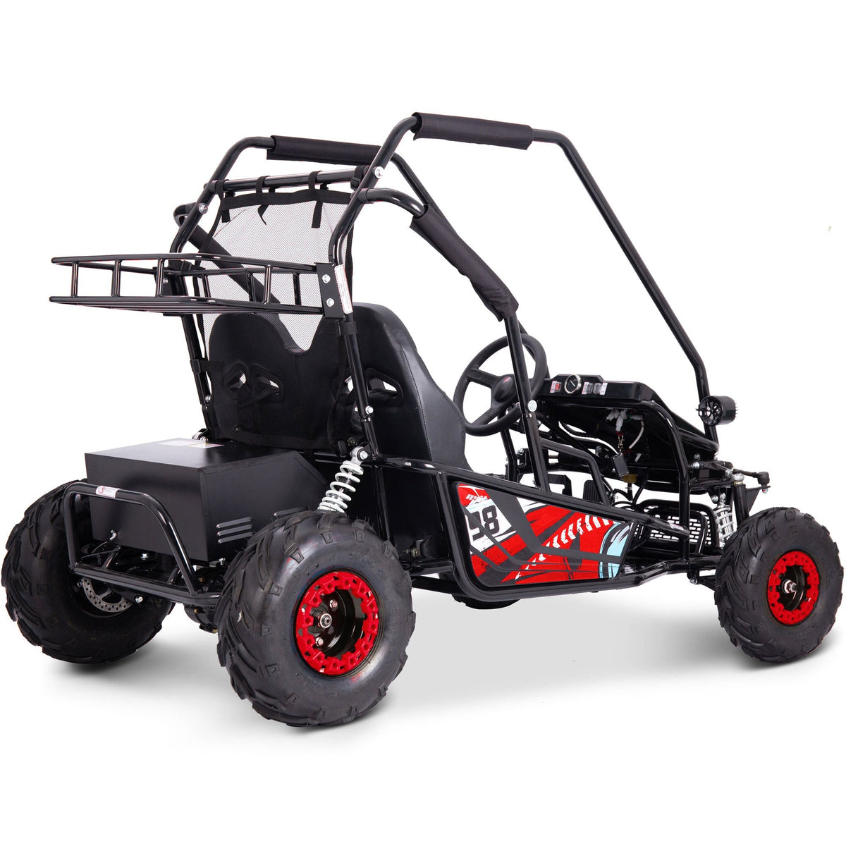 MotoTec Mud XL 60V 2000W 2-Seat Electric Go Kart – Full Suspension, 4-Point Harness, Bluetooth Speakers, 400 lb Capacity, Forward & Reverse, Off-Road Kids & Family Go Kart