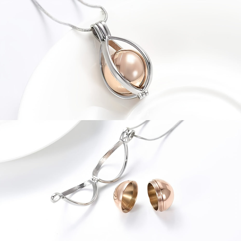 Teardrop Memory Necklace for Ashes - Stainless Steel Cremation Keepsake Pendant for Human & Pet Ashes, Hair, Perfume or Sand, Memorial Jewelry for Loss of Loved One or Pet