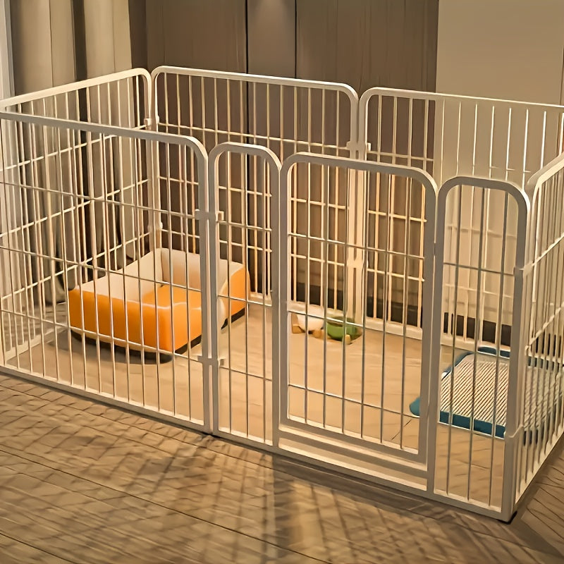 Stainless Steel Indoor Dog Enclosure – Multi-Functional Pet Pen with Resting, Play & Potty Training Zones for Small & Medium Dogs, Pre-Assembled Easy Setup, Black or White