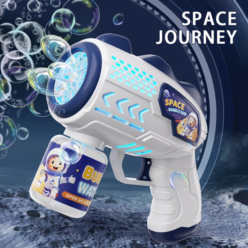 Electric Bubble Gun for Kids – Automatic Light-Up Space Bubble Machine Handheld Toy, Outdoor Indoor Fun for Boys & Girls, Perfect Christmas Birthday Party Gift (Bubble Solution Not Included)