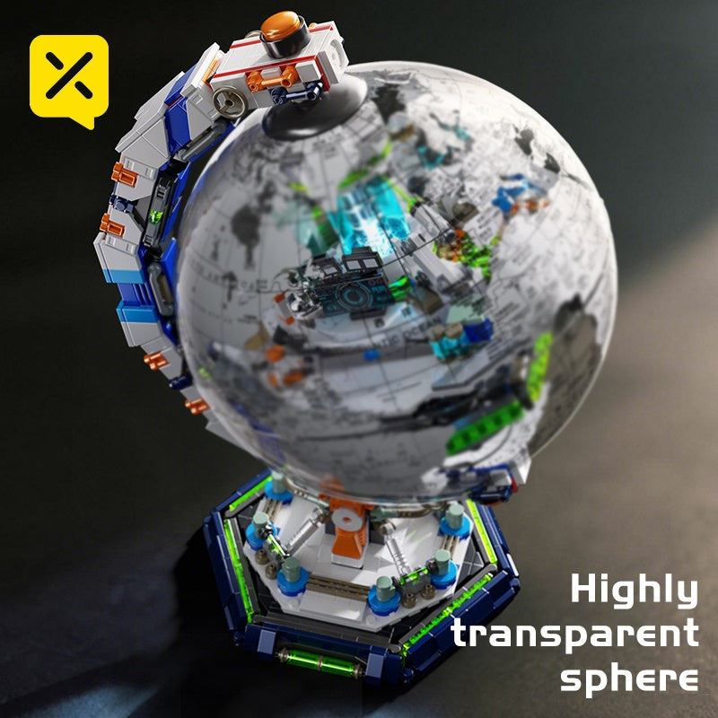 Globe Building Block Model Kit - Creative 3D World Globe Brick Assembly Puzzle, Decorative Home Office Desk Ornament, Unique Christmas Birthday New Year Gift for Adults Teens | Comes in Color Box