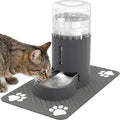4L Gravity Cat Water Dispenser with Stainless Steel Bowl and Placemat - Automatic Large Capacity Pet Water Fountain for Cats Small Medium Dogs - Easy to Clean BPA-Free Safe Pet Hydration Station