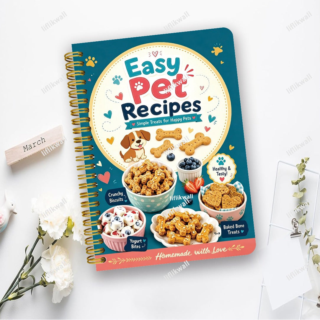 Homemade Pet Food Recipe Book - 30 Recipes Cat & Dog Cooking Plan with Meal Plan Pages, Shopping List & Feeding Log - DIY Pet Food Journal for Cats Dogs Puppies Kittens - Healthy Pet Diet Cookbook Gift