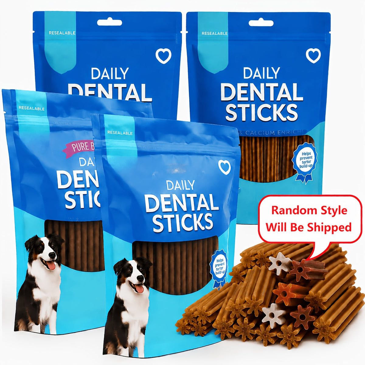 Dog Chewing & Teeth Cleaning Stick Toys 20 Pack - Daily Dental Care Chew Sticks for Small Medium & Large Dog Breeds, Variety Styles Random Mix, Ideal Birthday & Holiday Gift Set