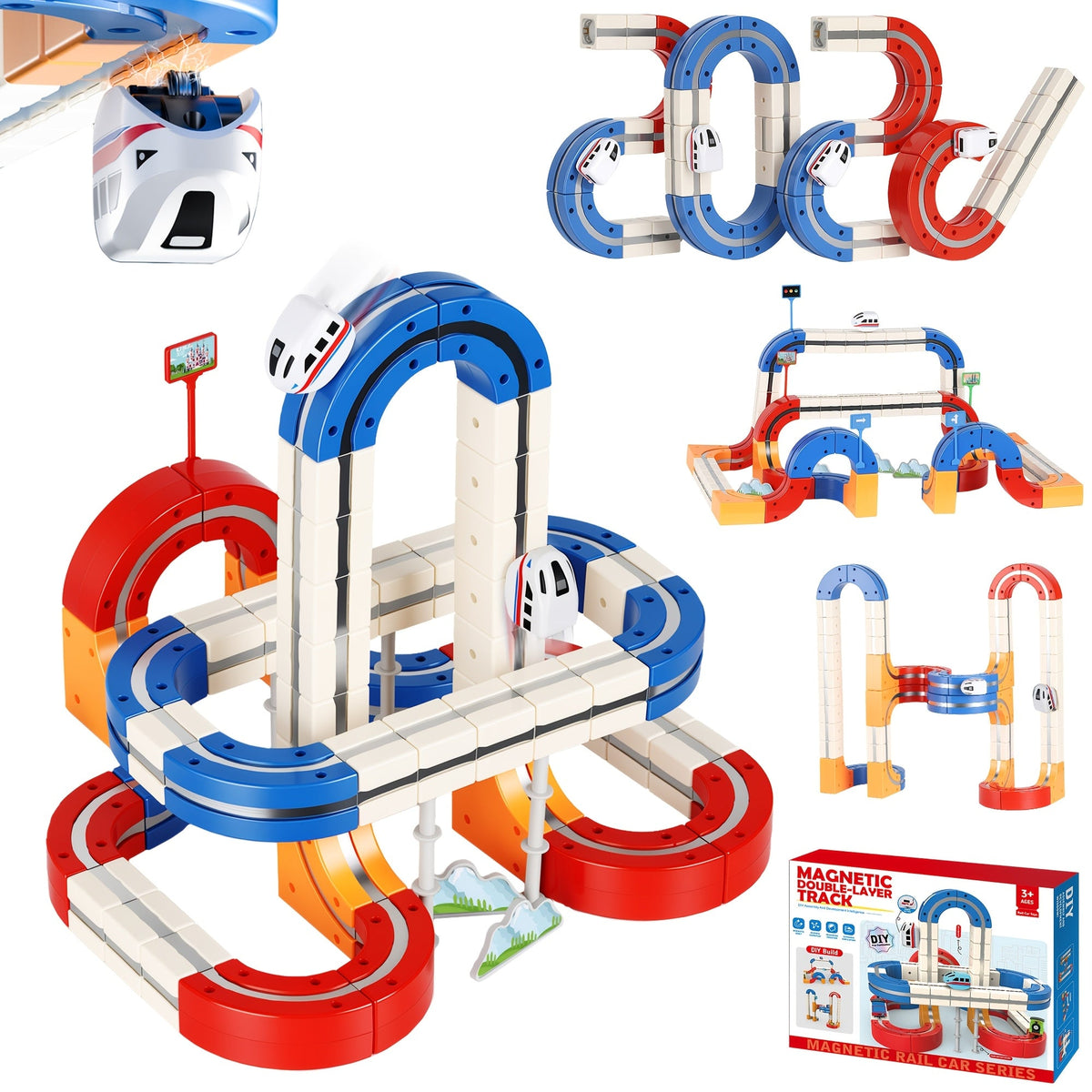 151pcs Double-Sided 3D Gravity-Defying Race Track Set with 2 Cars - Flexible Modular Building Kit, STEM Educational Toy for Kids, Loop Track Infinity Cube | Best Birthday Christmas Gift for Boys Girls