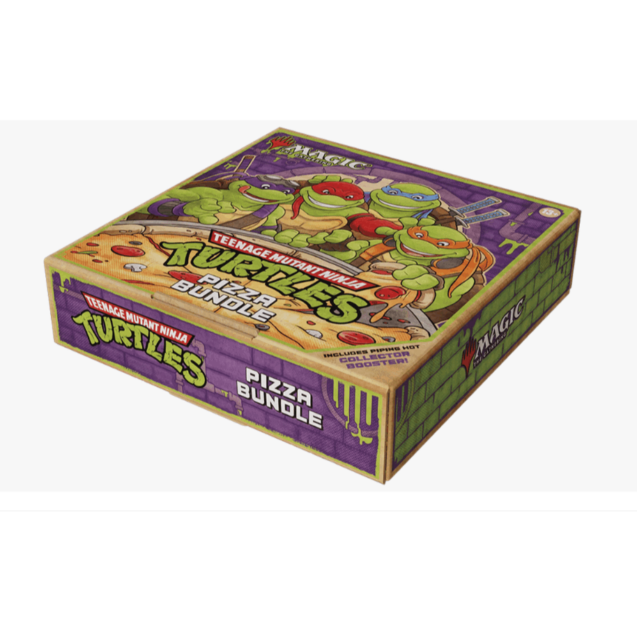 Magic: The Gathering Teenage Mutant Ninja Turtles Pizza Bundle - 9 Play Boosters, Collector Booster, 30 Full-Art Pizza Lands, Exclusive Foil Promo Cards, Spindown Life Counter | MTG TMNT Gift Set