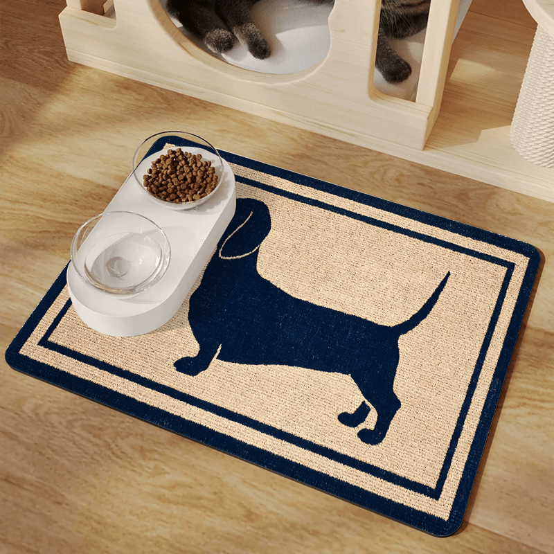 Diatomaceous Earth Dog Feeding Mat with Dachshund Silhouette – Splash-Proof Non-Slip Pet Bowl Mat, Fast-Drying & Easy to Clean, Indoor Dog Food Mat – Perfect Gift for Dog Lovers, 4 Sizes Available