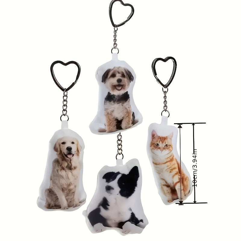 Custom Pet Photo Shaped Pillow – Personalized Dog & Cat Face Stuffed Cushion with Filling + Heart Keychain Option – Pet Memorial Gift, Birthday & Christmas Present for Pet Lovers