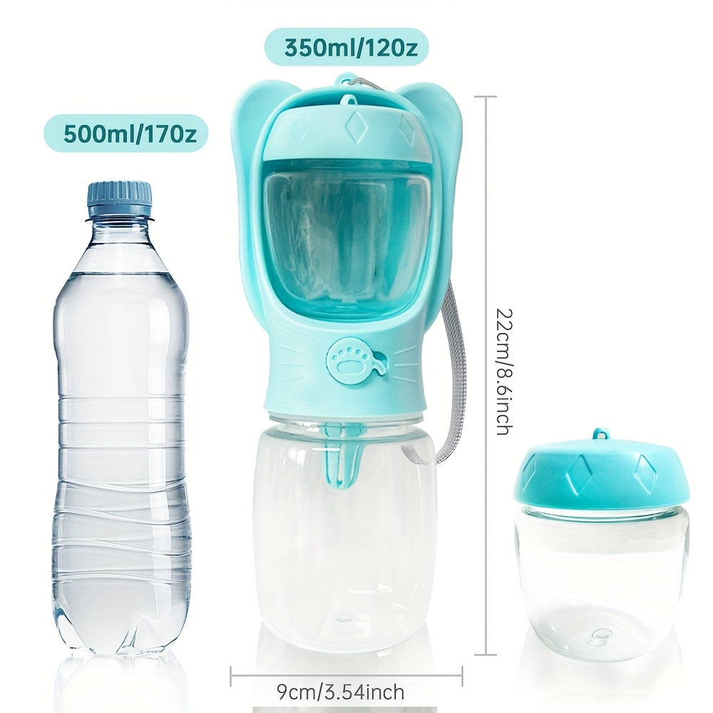 Portable Dog Water Bottle with Food Container - 2-in-1 Outdoor Pet Water Dispenser for Walking Hiking Travel, Leak-Proof Puppy Water Bottle for Dogs & Cats