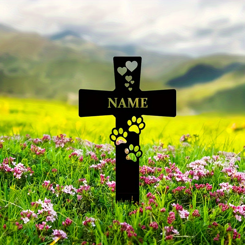 Custom Metal Dog Memorial Sign - Personalized Pet Gravestone Marker for Garden & Yard, Outdoor Metal Art Tribute for Beloved Canine Companion, No Battery Required