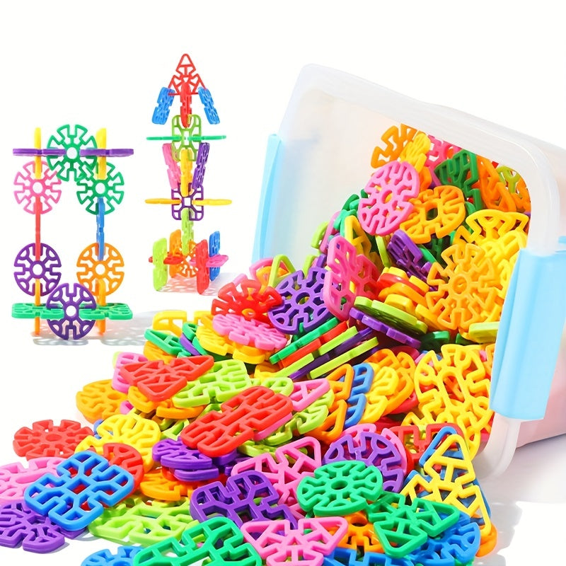 98-Piece Snowflake Building Blocks for Kids – STEM Educational Toy, Round Hole Puzzle Assembly, Creative Construction Kit, Best Gift for Boys & Girls Ages 3+