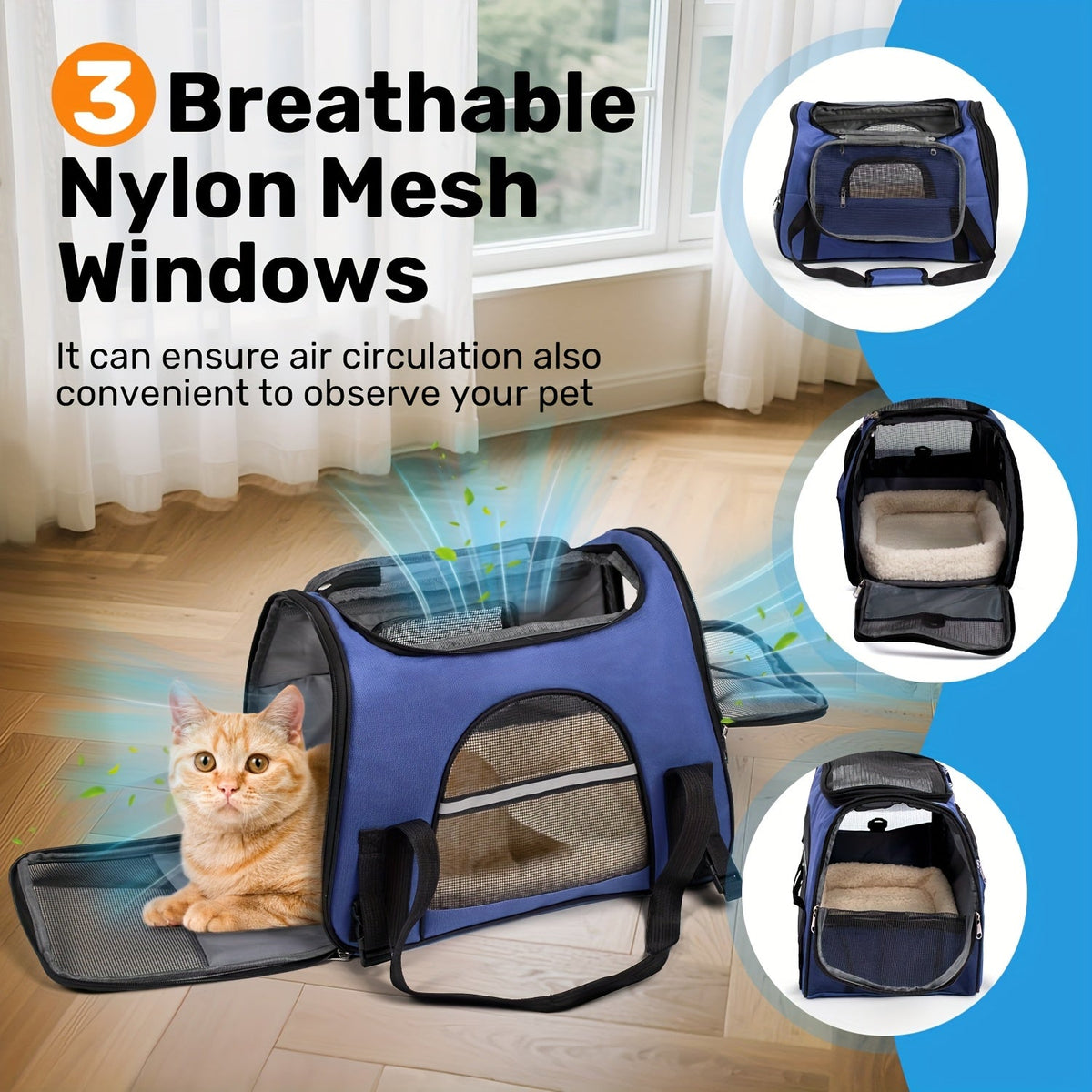 Cat Carrier Backpack Foldable & Ventilated – Airline Approved Pet Travel Bag with Secure Anti-Escape Zipper, Spacious Collapsible Design for Cats & Small Dogs, Breathable Car & Plane Travel Carrier