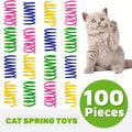 Cat Spring Toys 100 Pack - Colorful Plastic Spiral Springs for Indoor Cats & Kittens, Interactive Hunt Swat & Bite Toy, Durable No-Battery Bulk Cat Toys, Great Value Multi-Cat Household Set
