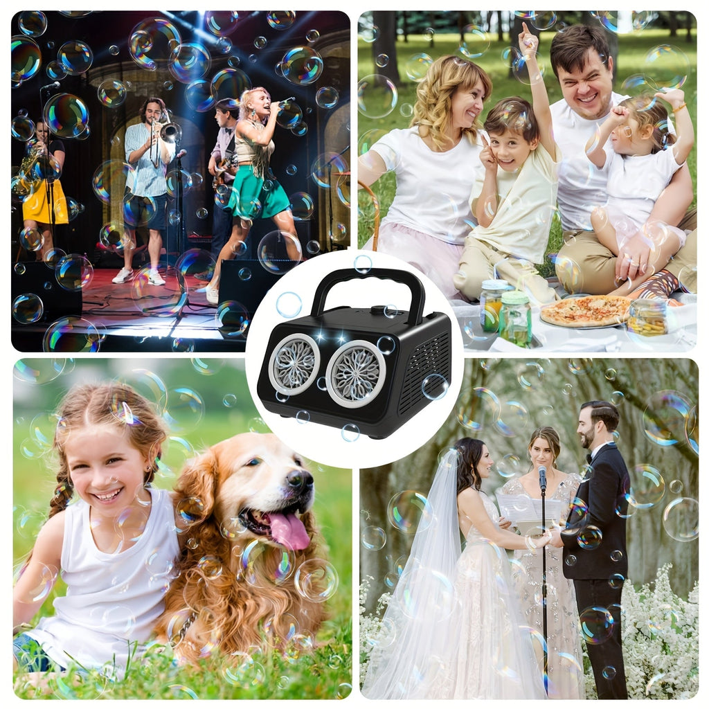 Automatic Bubble Machine 2 Fans 20000+ Bubbles Per Minute Electric Bubble Blower for Kids Toddlers Battery Operated Includes Bubble Solution Outdoor Toy Birthday Party Gift