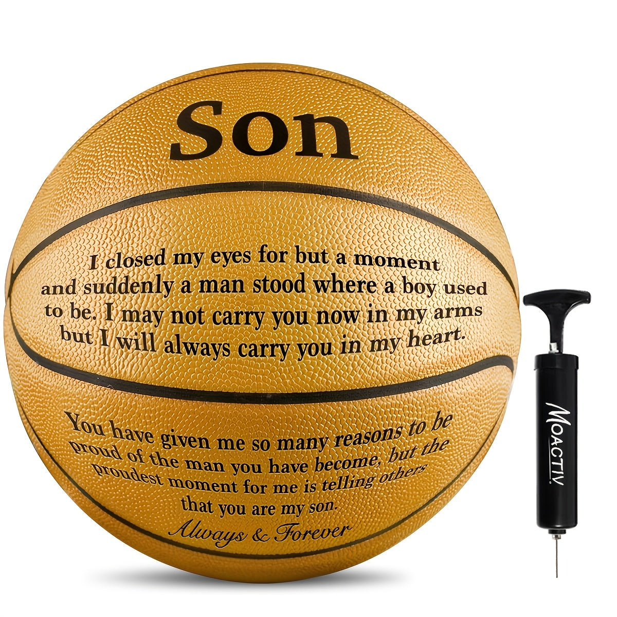 Engraved Basketball for Grandson & Son – Personalized Inspirational Size 7 Basketball with Pump, Motivational Gift for Birthday Christmas Anniversary, Blue Red Gold Black