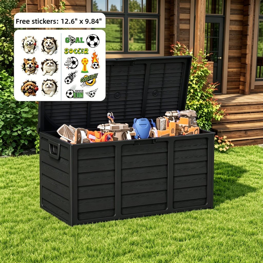 75 Gallon Resin Outdoor Storage Box with Handles Deck Box for Pool Accessories Garden Tools Camping Gear