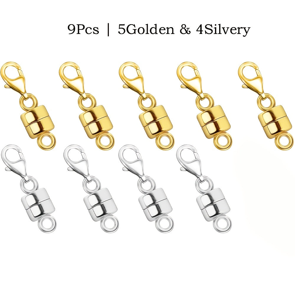 Magnetic Necklace Clasps and Closures with Lobster Clasp Converters – Gold and Silver Jewelry Findings for Bracelets Necklaces and Chains – Available in 2 6 7 8 9 16 and 18 Piece Sets