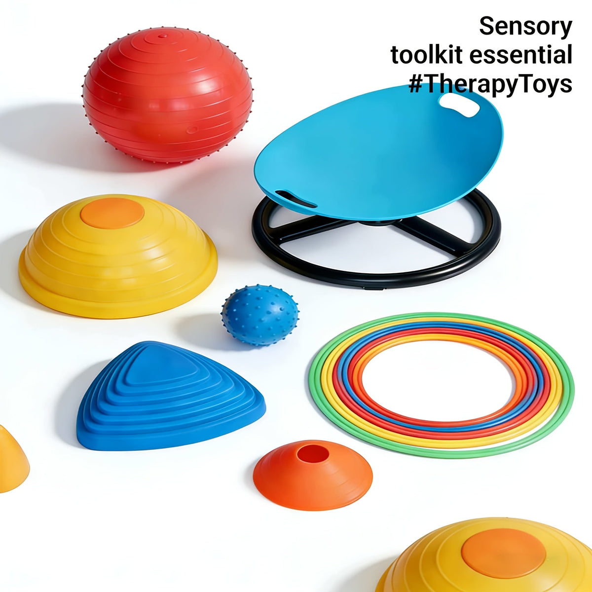 Spinning Sensory Chair for Kids with Autism ADHD Durable Plastic Metal Outdoor Indoor Balance Coordination Attention Therapy Seat Red Blue Sensory Play Equipment for Children