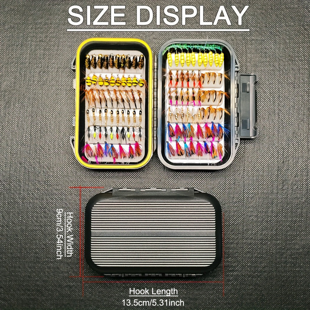 114-Piece Fly Fishing Lures Assortment with Portable Box - 11 Mixed Styles Dry/Wet Flies, Nymphs & Streamers, Size 10 Hooks for Trout, Bass, Salmon, Steelhead & Carp - Freshwater & Saltwater