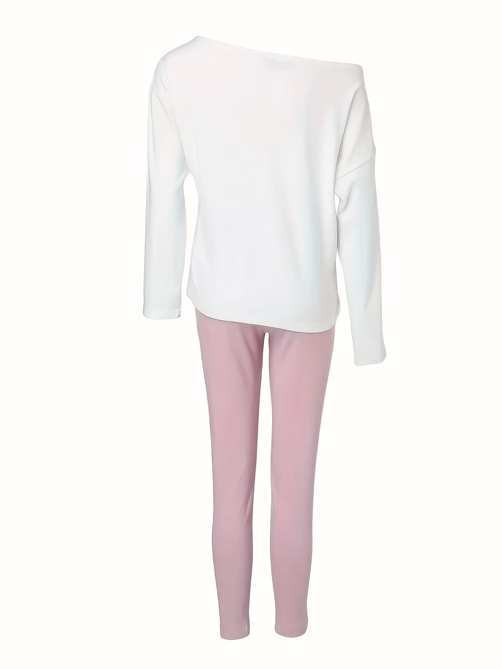 Women's Casual Letter Print Long Sleeve T-Shirt Wide Leg Pants 2 Piece Set Matching Lounge Outfit White Pink Black S-XXL