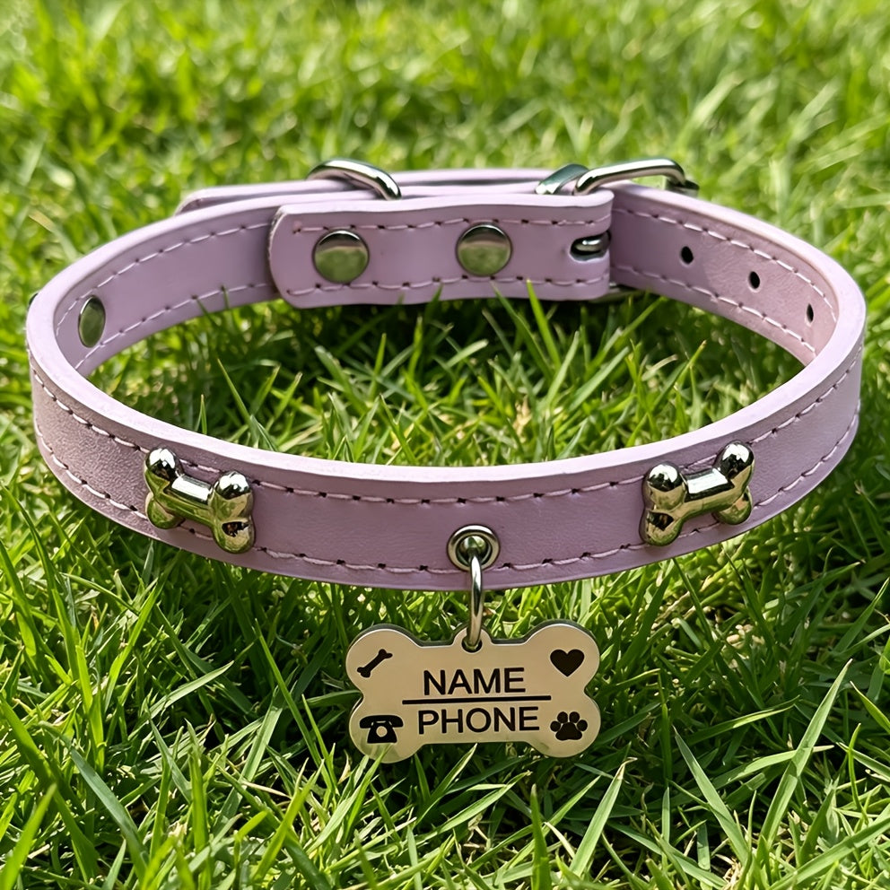 Custom Engraved Dog Collar with Free Personalized ID Tag Adjustable Anti-Lost Pet Collar for Small Medium Dogs and Cats Durable Premium Material