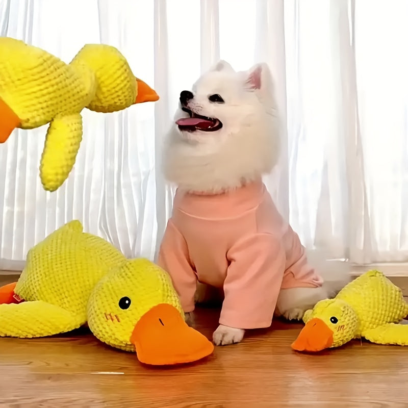 Plush Squeaky Duck Dog Toy for Dogs - Durable Soft Chewable Noise-Making Sleeping Duck Stuffed Animal Toy for Stress Relief, Anxiety & Boredom, Cute Dog Gift for Small Medium Large Dogs, S/M/L