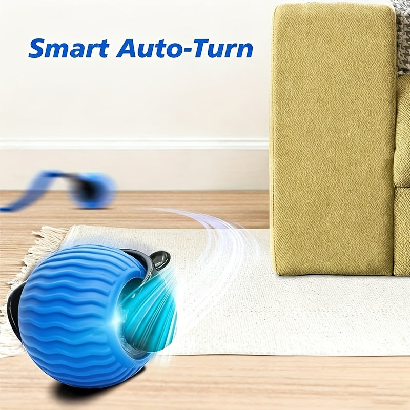 Automatic Moving Ball Cat Toy 360 Rolling Interactive Indoor Cat Toy with Tail Dual Speed Adjustment Boredom Buster for Indoor Cats Blue Orange